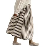 [WoauNuiHll] スカート レディース 裏地付き Aライン ロングスカート ストライプ ハイウエスト お洒落 上品 着痩せ 体型カバー ウエストゴム ゆったり 大きいサイズ おしゃれ 普段着 通勤 春 夏 秋