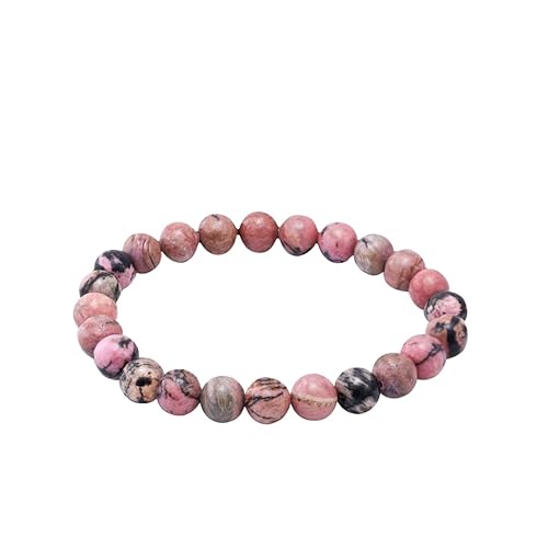 DCE Authentic Pink Rhodonite Gemstone Bracelet handmade A++ Quality The Stone of Compassion & Love Healing Crystal Bracelets - 8mm Stretchable