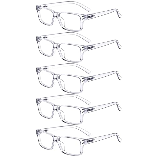 Image of Eyekepper Vintage Reading Glasses for Men - 5 Pack Spring Hinges Classic Readers - Clear Frame +0.25