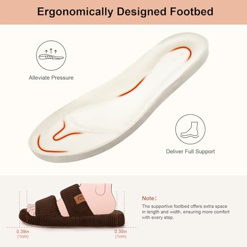 Image of LongBay Slippers for Women Memory Foam Open Toe Slide Indoor House Shoes Slip On Bedroom Comfy Gift
