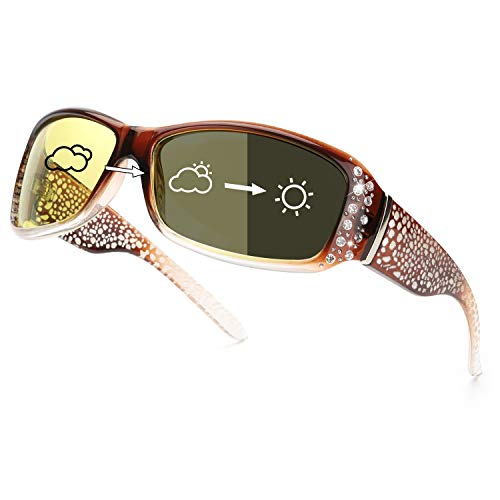 IGnaef Women Photochromatic Night Vision Glasses for Driving, Anti Glare Polarized Safety Nighttime/Rainy Glasses