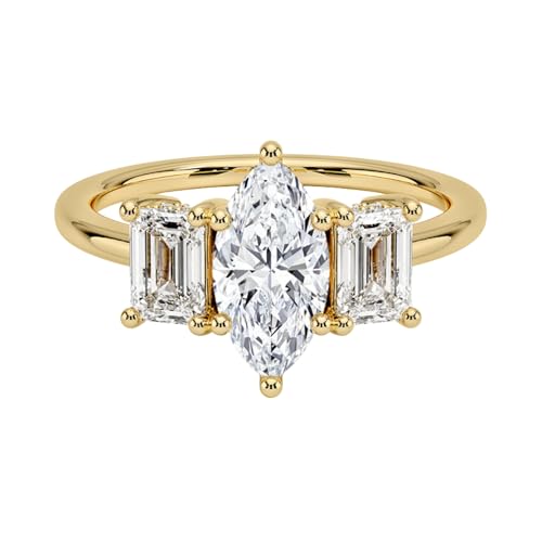 1CT Marquise Cut Lab Grown Diamond Luxe Three Stone Engagement Ring For Her