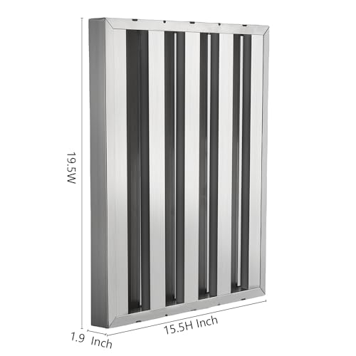 Towallmark Commercial Hood Filters 19.5w x 15.5h Inch, 430 Stainless Steel 5 Grooves Range Hood Filter for Kitchen Exhaust Hoods, Pack of 6 by Towallmark - Image 2