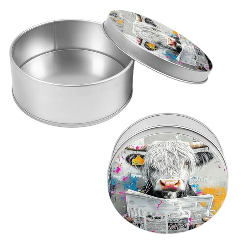 Dikoer Round Metal Tin Box with Lid 3.54 x 1.18