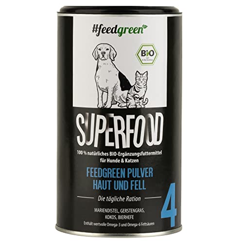FeedGreen Pulver I Hundefutter I Katzenfutter I Haut & Fell I Biologisch I Natürlich I 200g Cover