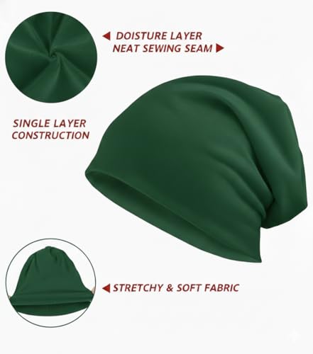 Image of SATKARTAR Premium Single Layer Cotton Slouchy Beanie & Skull Cap - Ultra Breathable Helmet Liner for Men & Women - All-Season Soft Knit Sleep Hat & Chemotherapy Cap - One Size Fits All