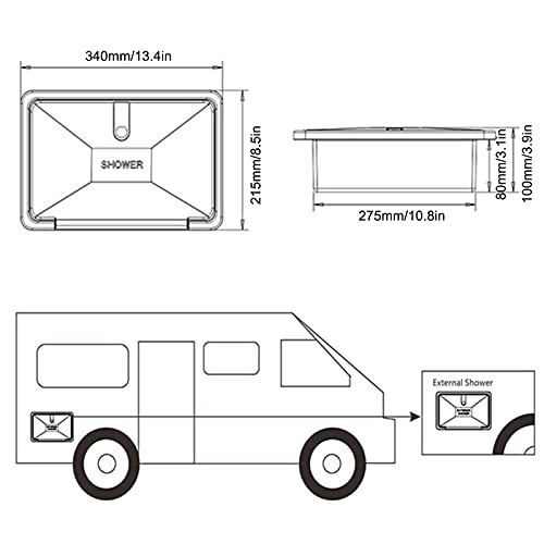 Tissting Rv Exterior Shower Box Kit Faucet With Shower Head Hot Cold Water Switch With 1.5M Hose,Keys For Boat Camper Motorhome Exterior Faucet Rv Shower Tool(Black) #TOP1