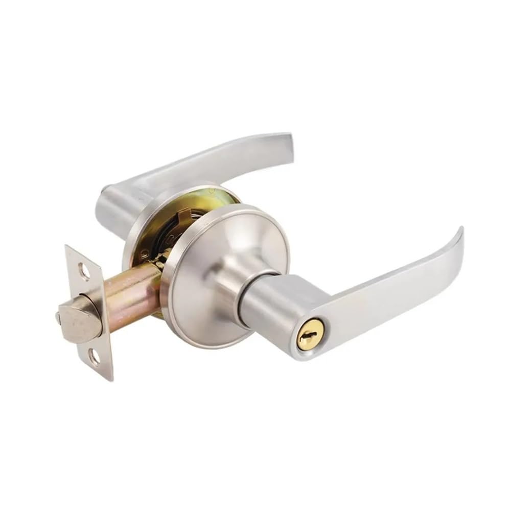Shungong Silver Keyed Door Handle Lock Set With Key, Interior Exterior Aluminum Alloy Locking