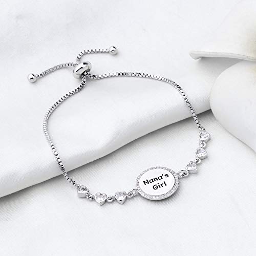 Image of FEELMEM Nana's Granddaughter Slider Bracelet Gift for from Nana Granddaughter Birthday Graduation Gift