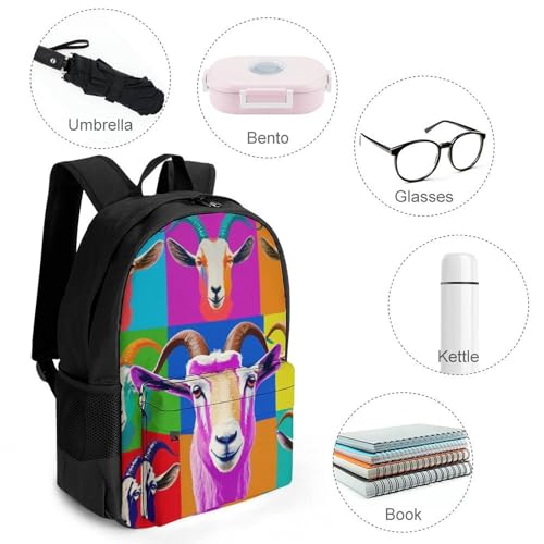 Supdreamc Colorful Goat Head Daypack Backpack Polyester Multipurpose Anti-Theft Shoulder Bag Big Capacity Gym Outdoor Hiking Backpack With Smooth Zippers4