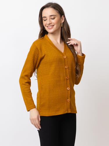 Image of Women's Warm Woolen Cardigan - Stylish Full Sleeve Knitwear for Winter, Cozy & Elegant Sweater