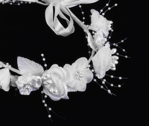 Girls First Communion Veil White Pearl Flower Crown Communion Veil2