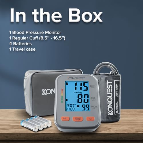 Konquest KBP-2704A Blood Pressure Monitor – Automatic Upper Arm BP Machine with Large Cuff (8.5–16.5 in), Backlit Display, Digital, Irregular Heartbeat Detector – Tensiometro for Home Use - Image 4