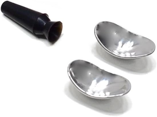 Corneal Eye Shield Protector, Stainless Steel with Suction Pump, 29mm X 21mm (Large), Set of 3