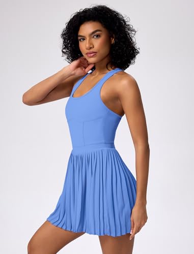 ABOCIW Womens Pleated Tennis Dress Square Neck Athletic Dress for Women Summer Golf Active Workout Dress3