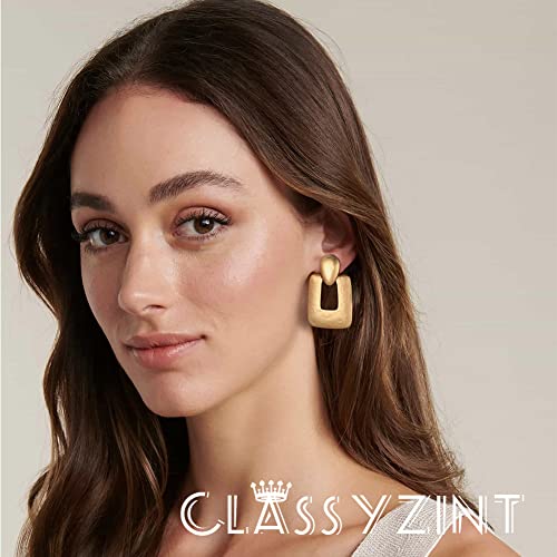 CLASSYZINT Gold Silver Clip On Earring For Women Handmade Brass Metal Retro Statement Dangle Earrings Gift Jewelry2