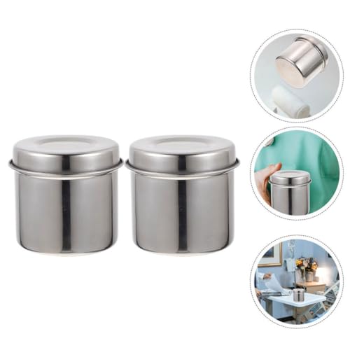 Tarro de acero inoxidable para ungüentos y contenedor metal para gasas con tapa 7
