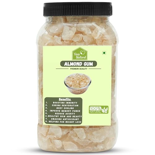 Image of Yaa Natural Almond Gum 1kg | Gond Katira | Badam Pisin | Badam Gum Body Cooling 100% Natural Quality Organic Gum (1kg(Pack of 1)