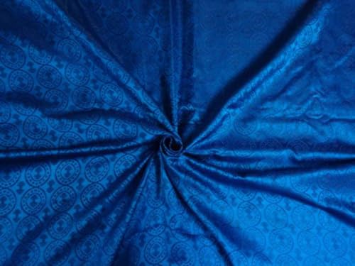 Tissu brocart 100% pure soie absolue bleu violet 111 cm BRO286 au yard