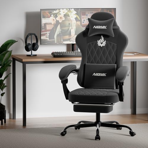 NIONIK Gaming Stuhl Einsteigermodell, Ergonomischer Computerstuhl mit Verstellbarer Höhe und Rückenlehne… – Ansicht 2