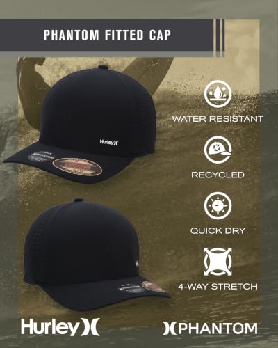Image of Hurley Mens Trucker Hat - Curved Brim H2O Dri Summer Fitted Baseball Cap for Men with Mesh Back