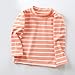 Children's Undershirt Autumn and Winter New Semi High Neck Striped High Stretch Top Long Baby Girl Cute (C, 3-4 Years)