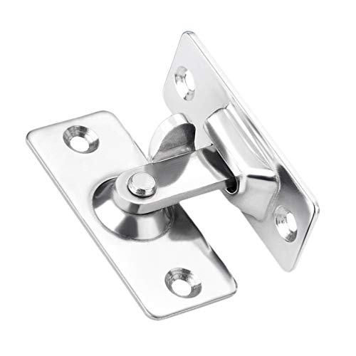 DOITOOL 1Pc 90 Degree Right Angle Door Lock Buckle Security Door Lock Bolt,Stainless Steel Gate Latch for Wooden Fences or Metal Gates Safety Sliding Door Latch (Silver)