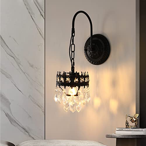 Haixiang Modern Crystal Wall Sconces Lighting Black Wall Light Hallway Wall Lamp For Living Room Bedroom Bathroom Vanity Lighting Fixtures Mid-Century Modern Over Mirror Lighting Fixture #TOP21
