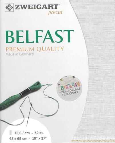 Image of Wizardi Belfast 32 Count Pearl 3609 /2055. Needlework Canvas, Cross-Stitch Fabric, Embroidery Cloth, Needlepoint Canvas. 100% Linen. Precut Zweigart