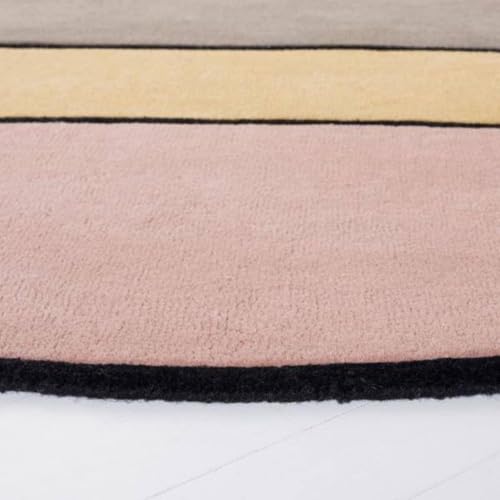 Image of Sifa Carpet Round Handmade Mid-Century Modern Abstract Premium Wool Entryway Foyer Living Room, Bedroom Kitchen Area Rug, Weight -6 Pund, Size-3x3 Feet (36x36 Inch Round)