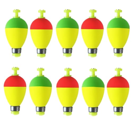 LiFschal 10pcs Fishing Bobbers Floats Weighted Slip Lock Bobbers Stops for Crappie Fishing Tackle Box Corks Oval Steelhead Peg Floats Catfishing Fishbites Supplies for Fishes Lovers (Oval 1.2)