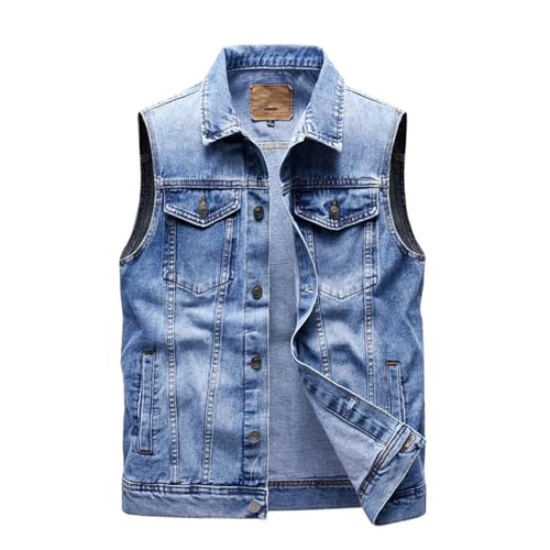 Men's Denim Vests Fashion Turn-Down Collar Cotton Jean Sleeveless Jackets Retro Streetwear Party Waistcoats2
