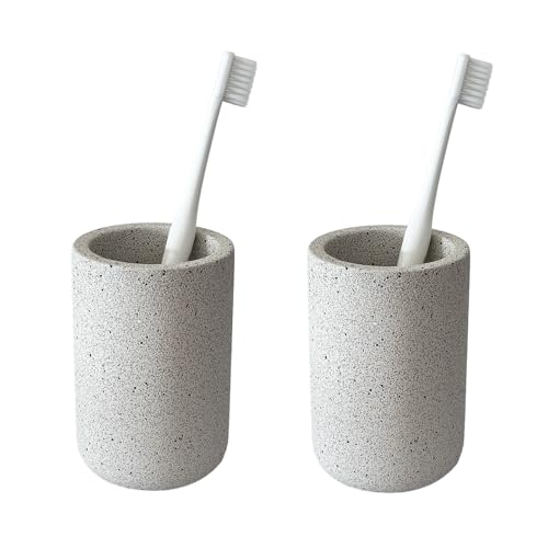 2PCS Concrete Bathroom Tumbler Cup Set,Toothbrush Holder,Hotel mouthwash Cups Made of Cement Material with a Sense of Design