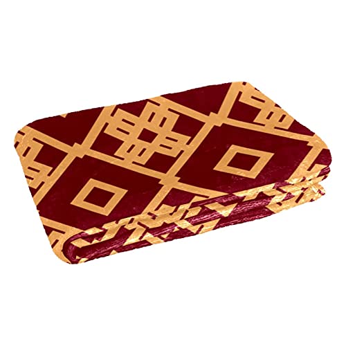 Couverture rouge géométrique 150x100 de canapé, lit, camping et plage - 3