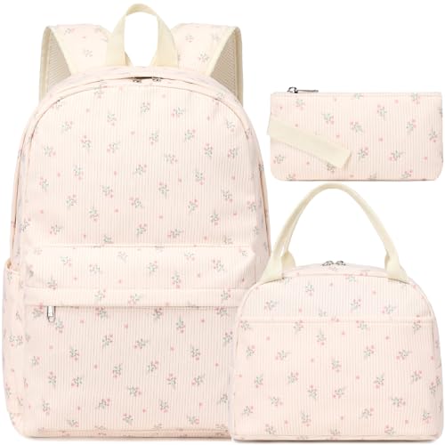Kimwadalh Girls School Backpacks Set with Lunch Bag & Pencil Case for Study