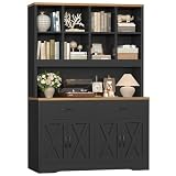 TEENFON Large Bookcases with Drawers and Storage Cabinet, Bookshelf and Bookcase, 5 Tier Floor Standing Bookshelves, 8 Open Storage Shelves and Printer Stand for Study, Living Room, Office