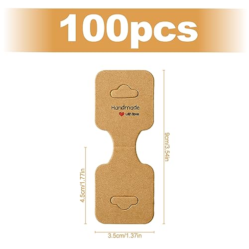 Rumyve 100Pcs Necklace Display Cards - Handmade Hanging Tags for Bracelets Earrings, Jewelry, Hairbands (Kraft Brown) - Image 2