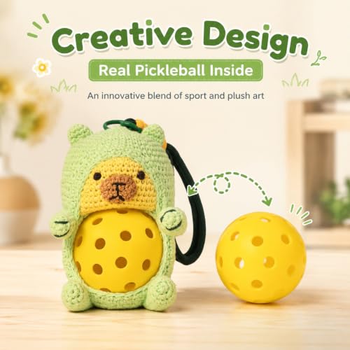 RORLAND Pickle Sparkle | Pickleball Funny Gift for Women or Men | Hand-Crochet PickleDoll Capybara Keychain | Pickleball Plush Tote Bag Charm | Ideal Gift for Pickleball Players or Teammates - image 4