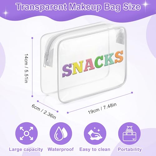 Sazuwu Makeup Bag Transparent Make up Travel Bag Organizer Clear Cosmetic Bags with Zipper Letter Makeup Bags for Women Toiletry Bags for Traveling Portable Pouch Bag Clear PVC Toiletry Bag2