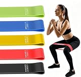 Fitnessbänder 5er Set Widerstandsbänder mit 5 Stufen Übungsbänder für Heim-Fitness, Stretching, Krafttraining, Physiotherapie, Pilates, Yoga, Elastische Workout-Bänder für Frauen (Mehrfarbig)