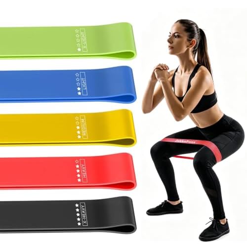 Fitnessbänder 5er Set Widerstandsbänder mit 5 Stufen Übungsbänder für Heim-Fitness, Stretching, Krafttraining, Physiotherapie, Pilates, Yoga, Elastische Workout-Bänder für Frauen (Mehrfarbig)
