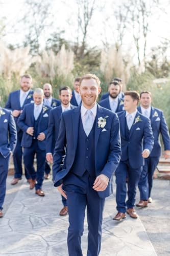 Wangyue 3 Pieces for Mens Slim Fit Suit Set Two Button Blazer Jacket Vest Pants Tuxedo Set for Party Wedding and Business4