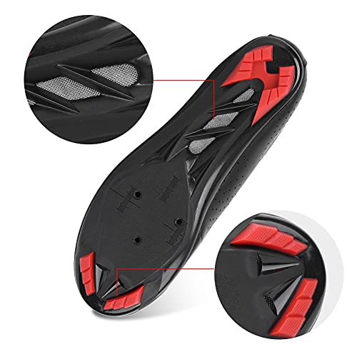 Chaussures de cyclisme sur route noires en cuir taille 42 avec semelle Nylon - 5