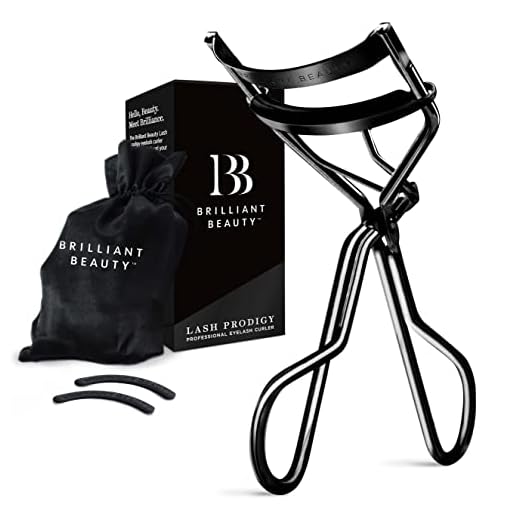 Brilliant Beauty Eyelash Curler with Satin Bag & Refill Pads - Award Winning Eye Lash Curlers for Dramatically Curled Eyelashes & Lash Lift in Seconds (Jet Black)