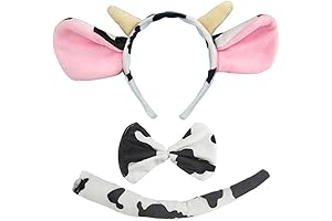 Cow Ears Headband Tail and Bow Tie Costume Set