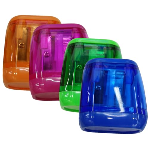 ERINGOGO 4個 学生向け二重穴手動筆削り器 色 軽量コンパクト 持ち運び便利 小型で実用的な文房具 学校 オフィス 家用