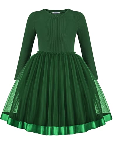 Arshiner Toddler Tutu Dress Little Girls Fall Winter Long Sleeve Holiday Party Tulle Dresses 3-8Y