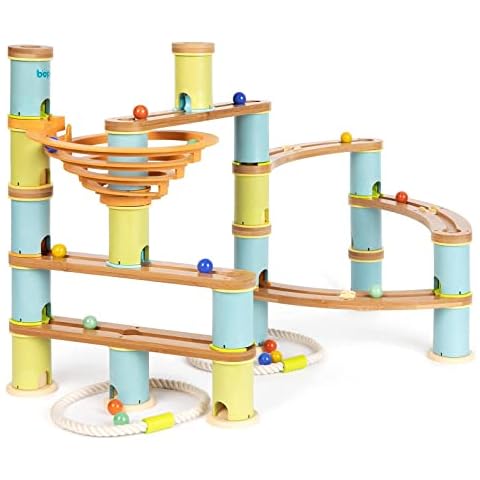 boppi Marble Run Eco-Friendly Wooden Bamboo Maze for Kids with Marbles - Construction STEM Toy for Boys and Girls Aged 3 Years Plus (Advanced Pack) Cover
