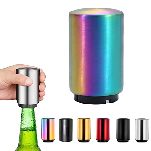 Magnetic Bottle Opener, Stainless Steel Push Down Beer Cap Opener With Magnet - Kitchen Gadgets and Gifts for Men, Christmas, Father's Day