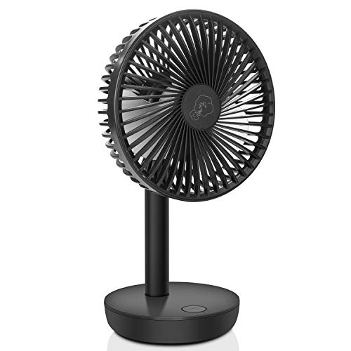 Portable Desk Fan with 90° Auto Oscillation, Rechargeable 4400mAh Battery Operated Fan with 3 Speed Levels, Ultra Quiet Personal Cooling Fan for Home, Office or Outdoor Use